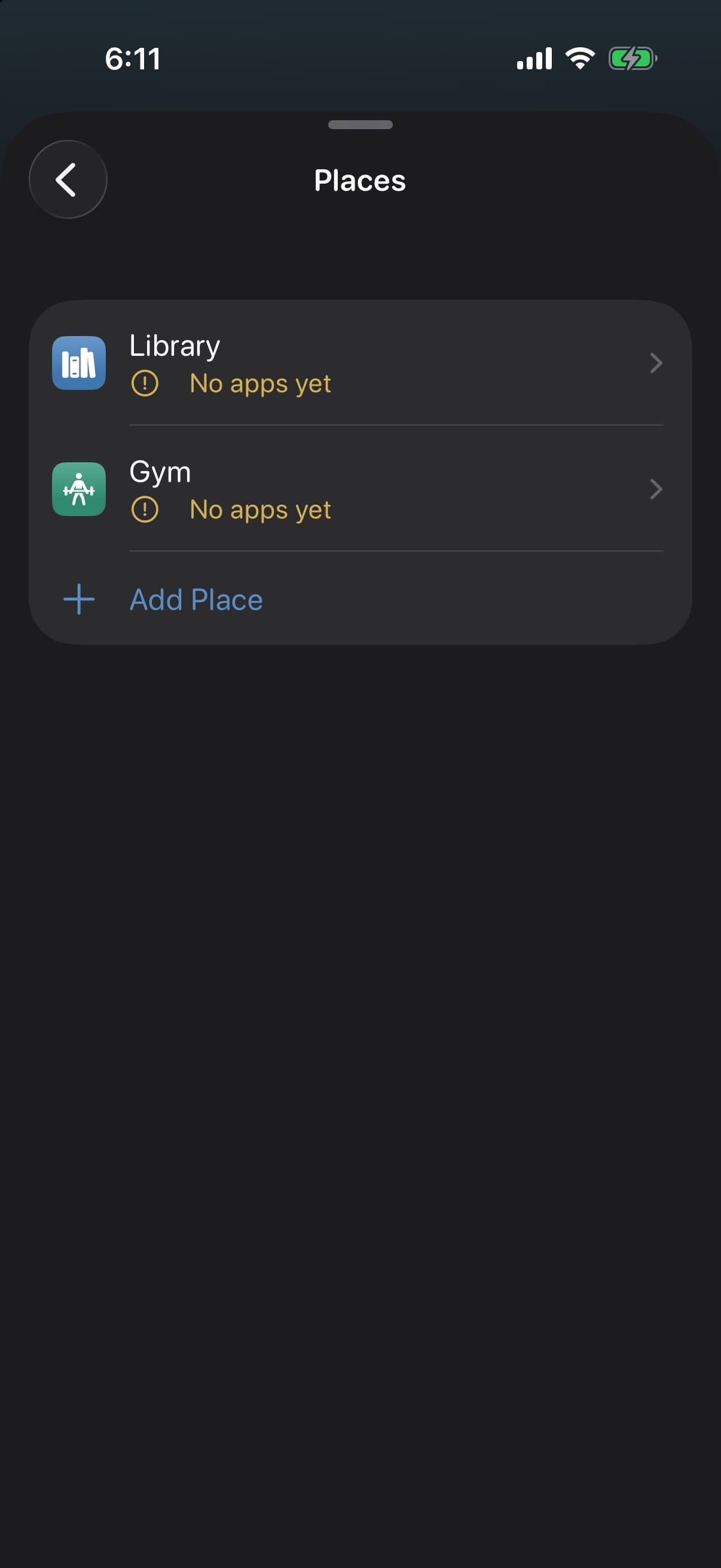 Places: Library and Gym, each with its own art, and Add Place